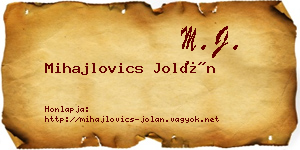 Mihajlovics Jolán névjegykártya